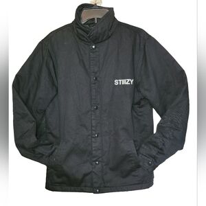 Rare Stiiizy 2017 "Quality Goods" Canvas Work Jacket Black/ White Graphic Large